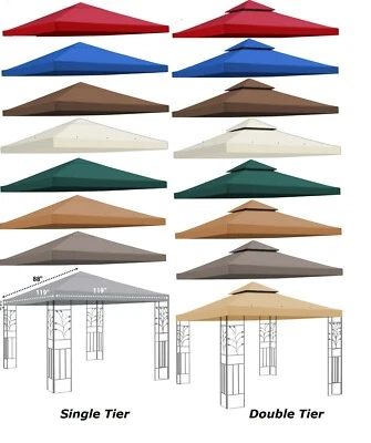 STRONG CAMEL 8x8' 10x10' Gazebo Canopy Replacement Patio Outdoor Top Cover Single Double Tier