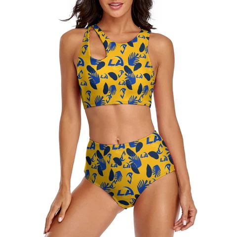 Los Angeles Rams 2-piece Swimsuit Womens Print Beach Swimwear with Chest Pad Cover