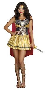 Golden Gladiator Adult Womens Costume Roman Warrior Halloween