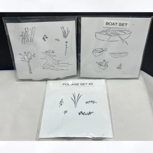 Art Impressions WATERCOLOR Boats Foliage Stream Rubber Stamps Lot of 3 - Picture 1 of 1
