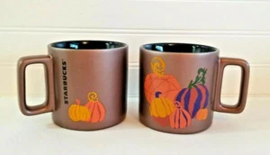 Starbucks Coffee Mug 2021 Fall Theme Pumpkin 12oz Set of 2 New - Picture 1 of 11