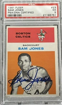 1961 Fleer #23 Sam Jones Psa 5 Ex Hof Signed Rc Rookie Auto Autograph  - Image 1 of 2