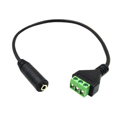 3.5mm 1/8" Stereo TRS Female 3 Pole To AV Screw Video Terminal Solderless Cable - Image 1 of 4