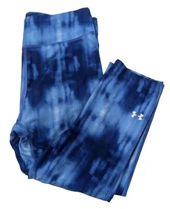 Under Armour Compression Crop Leggings Womens M Blue Tie Dye Athletic Workout - Picture 1 of 4