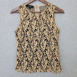 Jones Wear Womens Sleeveless Floral Lace Top Size 6 Black Beige Whimsigoth Fairy - Picture 1 of 12