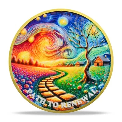Star & Moon AA Sobriety Coin Medallion Sober Gifts for Anniversary Month & Year - Image 1 of 4