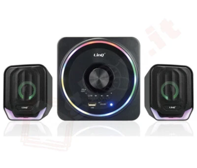 Casse Bluetooth Rgb 2.1 Altoparlante per computer subwoofer alimentato Usb luci - Immagine 1 di 3