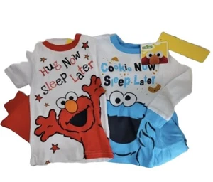 Cookie Monster Sesame 2/2pc Pajamas Blue/red 2T Short/long Sleeves New In Pkg - Picture 1 of 3