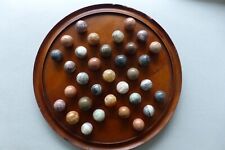 Antikes Solitaire Spiel Handarbeit 38 cm Sandelholz * Marmor *  70er Marokko