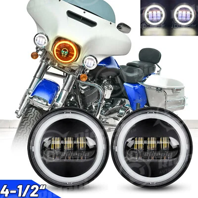 2x 4.5" 4-1/2 Inch LED Spot Fog Passing Lights Lamps For Harley Davidson Touring - Image 1 of 4