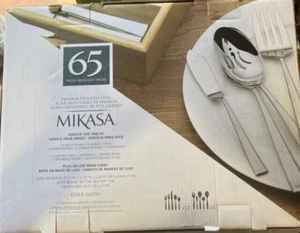 Mikasa Essex Satin 65-Piece Stainless Steel Flatware Set with Wood Caddy - Picture 1 of 4