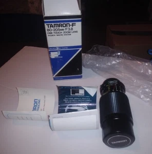 TAMRON-F 80-205mm F/3.8 Camera Zoom Lens w Original Box 1980s Japan For Minolta - Picture 1 of 24
