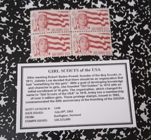 Postfrisch 1962 BRIEFMARKEN, Pfadfinderin 50. Jahrestag 4 pro Block KOSTENLOSER Versand - Bild 1 von 1