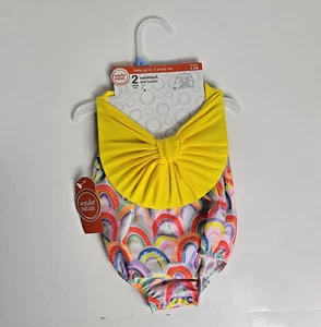 Conjunto de Traje de Baño para Bebé Wonder Nation Turbante Una Pieza Talla 3/6 Meses Arco Iris Nadar - Imagen 1 de 20