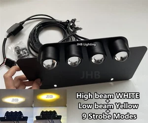 High Low Beam + Strobes Amber White Headlight License Plate Lights Remote Kit - Picture 1 of 4