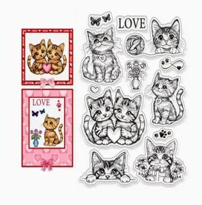 cat clear stamps Valentine kitten card NEW Free Shipping - Picture 1 of 2