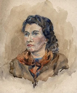 Watercolour Painting - H V Hudson - Portrait Of A Lady - 20th Century - Picture 1 of 2