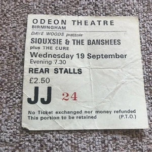 The Cure  ticket Birmingham Odeon 19/09/79 #JJ24 Siouxsie & the Banshees - Bild 1 von 1