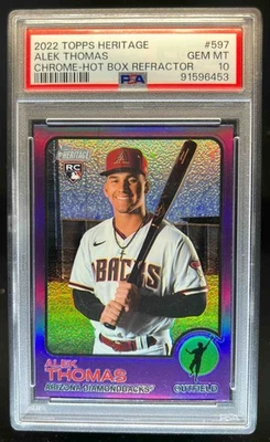 2022 Topps Heritage Alek Thomas Chrome RC Purple Refractor Rookie #597 PSA 10 - Image 1 of 2