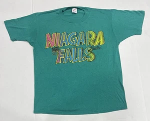 Vintage 80’s Size L Niagara Falls T-Shirt USA Single Stitch Green - Picture 1 of 10