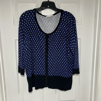 Cárdigan Peter Nygard Azul Marino y Blanco En XL Excelente Estado Foto 1 de 4