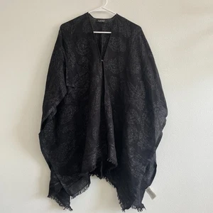 Ralph Lauren Shawl Cotton Metallic Black Oversized Classic Casual Academia - Picture 1 of 6