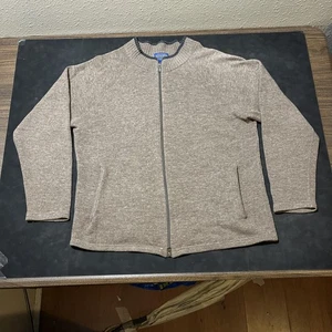 Pendleton Sweater Mens Large Tan Heather Full Zip Wool Blend Cardigan Jacket - Picture 1 of 7