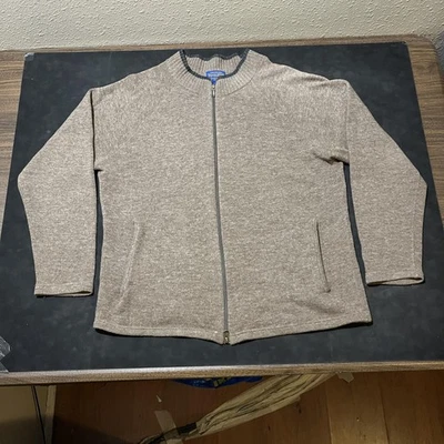 Pendleton Sweater Mens Large Tan Heather Full Zip Wool Blend Cardigan Jacket - Image 1 of 4