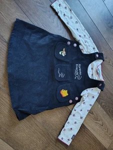Vintage Winnie The Pooh Corduroy Jumper Dress W Undershirt 3T Great Condition - Picture 1 of 12