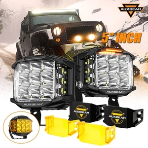 AUXBEAM 2pcs LED Work Light Ditch Pods Side Shooter DRL+Covers For Jeep Cherokee - Picture 1 of 12