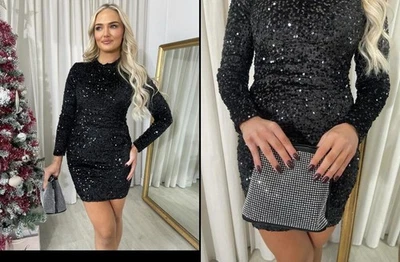 Mini Vestido iKrush Manga Larga Bodycon Mini Largo Cuello Redondo Largo Foto 1 de 2