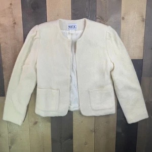 Vintage West Coast Connection Wool Blend Cream Open Blazer Jacket Small - Picture 1 of 4