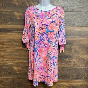 Vestido para mujer Lilly Pulitzer Swirling Sea Dream Preston talla mediana 100 % algodón - Imagen 1 de 11