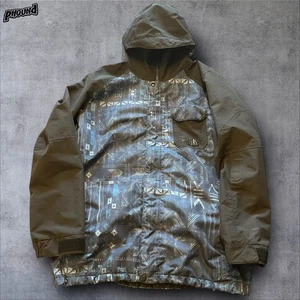 North Face Jacket Mens Large Brown Blue HYVENT Hooded Aztec Tribal Snow Coat - Picture 1 of 15