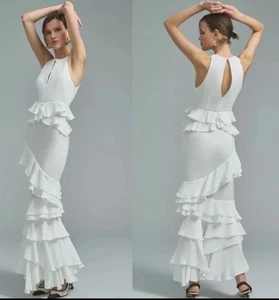 Maxi abito Anthropologie Forever That bambina bianco a strati con volant taglia XXS - Foto 1 di 15