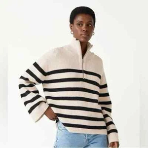 & Other Stories Striped Half-Zip Sweater Sz Small - Picture 1 of 8