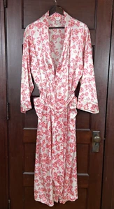 Bata para mujer Talbots íntimates grande larga satinada kimono rosa floral bolsillos cinturón - Imagen 1 de 17