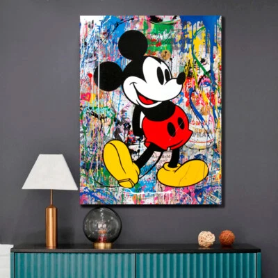 GRAFITTI MICKEY MOUSE PRINT ON STRETCHED CANVAS PRINTS  ABSTRACT HOME ART BANKSY - image 1 of 4