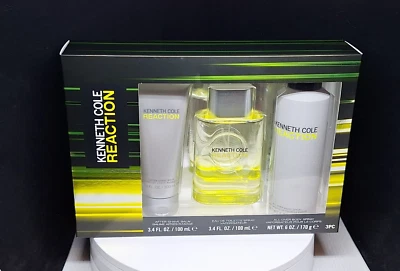 Kenneth Cole Reaction 3 Piezas Perfume Set de Regalo Bálsamo Después del Afeitado + Spray Corporal + EDT Foto 1 de 3