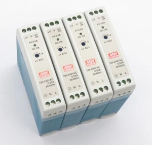 4x Hutschienen Netzteil MEAN WELL MDR-20-5 Schaltnetzteil Power Supply 5V DC 3A - Bild 1 von 8