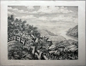 Paul Groß 1873-1942 Nordböhmen Flußtal Lithographie 1941 Künstlerabzug sehr groß - Bild 1 von 24