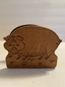 Vintage Carved Wooden Pig Napkin Holder Country Farm Mail Pictures Paper Organiz - Picture 1 of 12