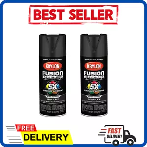 Satin Black Krylon Fusion All-In-One 12 oz. Spray Paint, Multi-Surface (2 PACK) - Picture 1 of 12