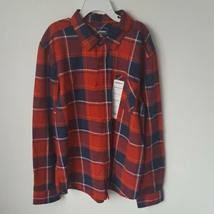 NEW Sonoma 12 Long Sleeve Shirt Boys Kids Plaid Red & Blue Casual Button Up - Picture 1 of 11