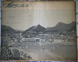 ITALY: COMO HONOURS VOLTA BATTERY CENTENARY 1899 SILK WOOVEN ADVERTISING PICTURE - Picture 1 of 6