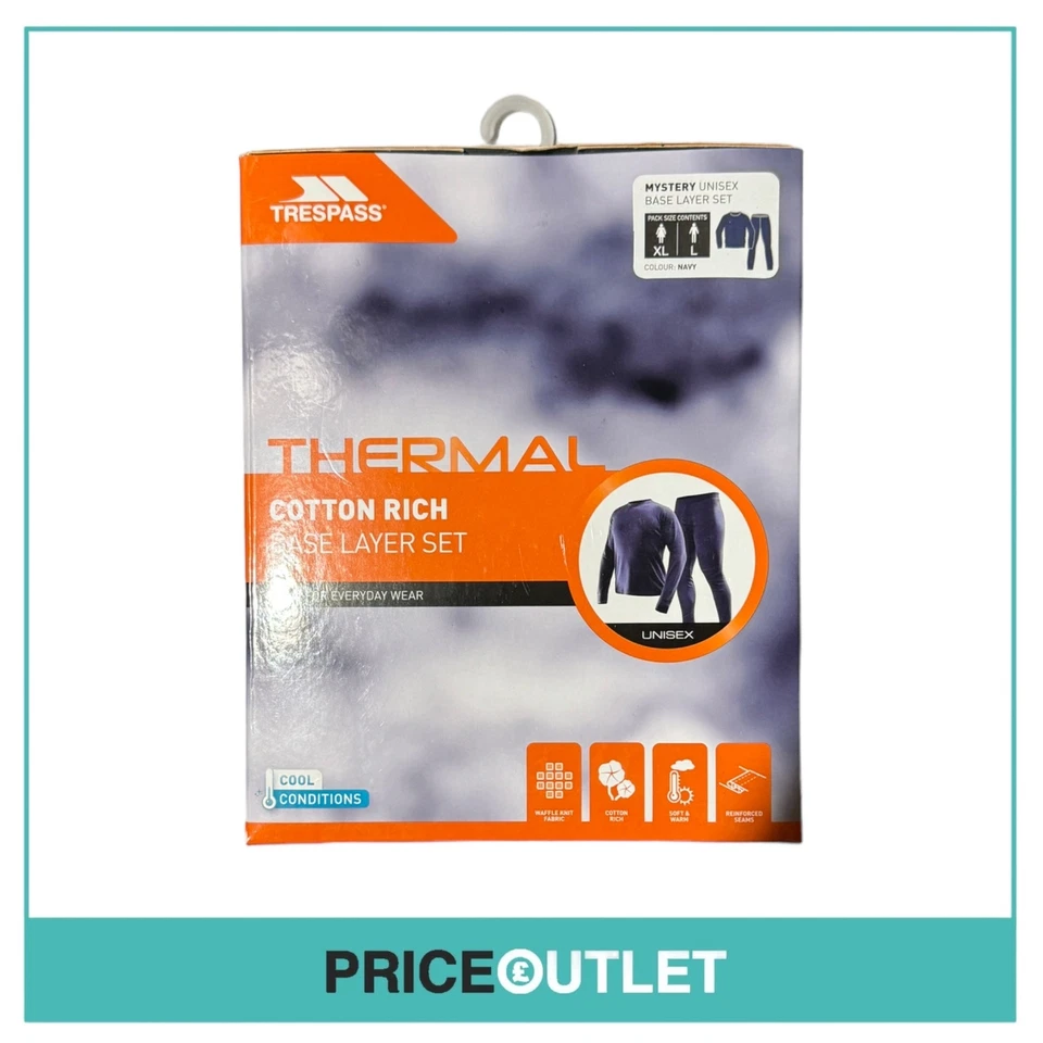 Trespass - Juego de capas base ricas en algodón térmico - azul marino - XL/L Foto 1 de 2