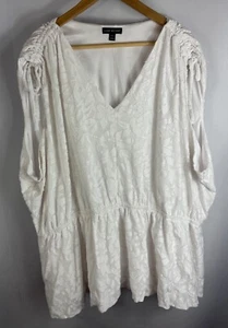 Lane Bryant White Peplum Lined Short Sleeve stretchy tank top size 30/32 - Picture 1 of 6