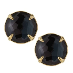 IPPOLITA Rock Candy Gelato 18K Yellow Gold Stud Earrings Black Hematite Doublet - Picture 1 of 6