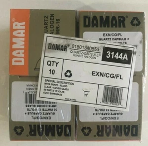 DAMAR - Quartz Halogen MR-16 - 50 Watt 12V Cover Glass - Pack of 4 - NEW - Picture 1 of 3