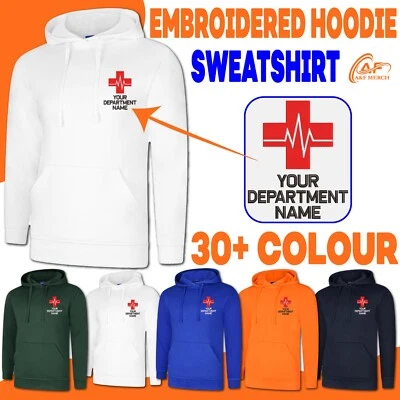 Personalised Embroidered Your Department Name Hoodie Doctor Nurse Medical Staff - Image 1 of 4